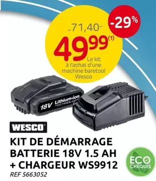 De - KIT DE DÉMARRAGE BATTERIE 18V 1.5 AH + CHARGEUR WS9912