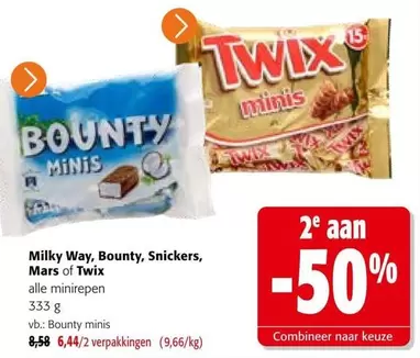 Minis - Milky Way, Bounty, Snickers, Mars of Twix alle minirepen