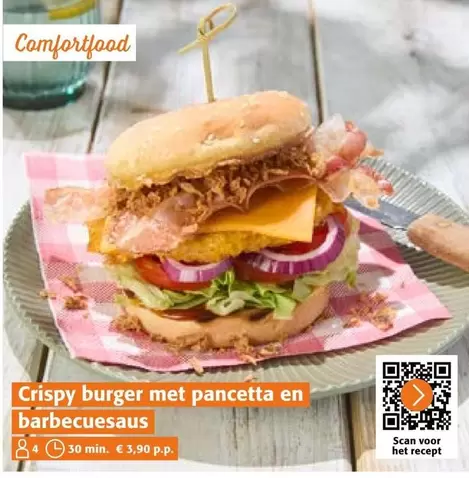 Crispy burger met pancetta en barbecuesaus