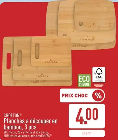 Planches à découper en bambou, 3 pcs