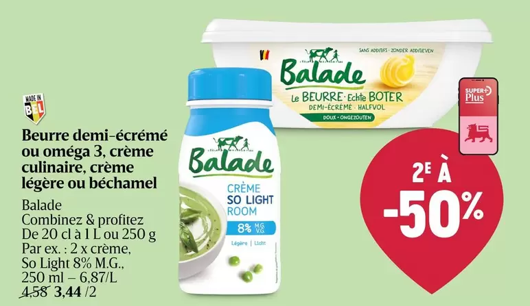 De - Beurre demi-écrémé ou crème culinaire, légère ou béchamel
