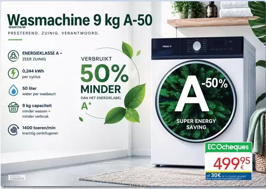 De - Wasmachine 9 kg A-50
