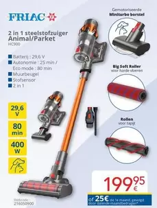 De - 2 in 1 steelstofzuiger Animal/Parket HC900