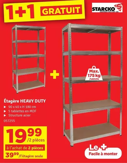 De - Étagère HEAVY DUTY 90 x 40 x H 180 cm