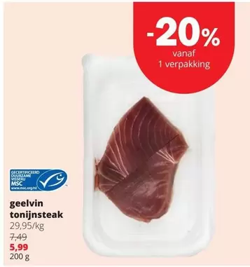 Geelvin Tonijnsteak