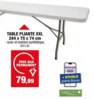 TABLE PLIANTE XXL 244 x 75 x 74 cm - acier et matière synthétique. 931133