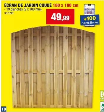 De - ÉCRAN DE JARDIN COUDÉ 180 x 180 cm - 19 planches (9 x 100 mm). 357395