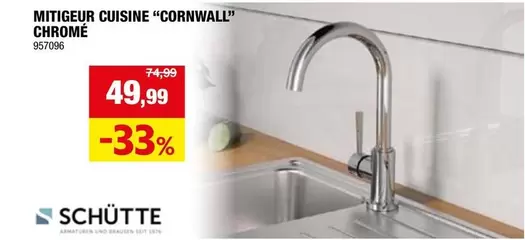MITIGEUR CUISINE "CORNWALL" CHROME 957096