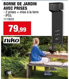 Niko - BORNE DE JARDIN AVEC PRISES - 2 prises + mise à la terre - IP55. 1113633