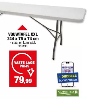 VOUWTAFEL XXL 244 x 75 x 74 cm - staal en kunststof. 931133