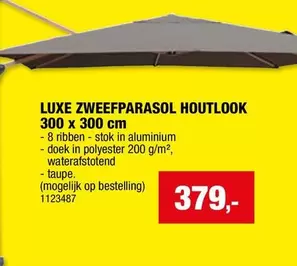 LUXE ZWEEFP PARASOL HOUTLOOK 300 x 300 cm 1123487