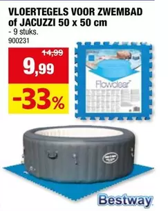 VLOERTEGELS VOOR ZWEMBAD of JACUZZI 50 x 50 cm - 9 stuks. 900231