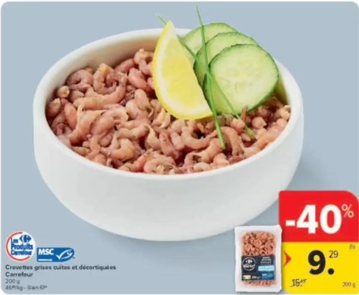 Crevettes grises cuites et décortiquées