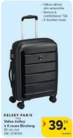 París - Valise trolley à 4 roues Binalong 55 cm
