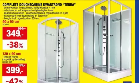 COMPLETE DOUCHE CABINE KWART ROND "TERRA"