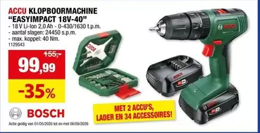 Bosch - ACCU KLOPBOORMACHINE "EASYIMPACT 18V-40"