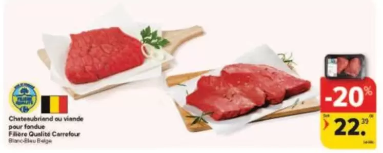 Chateaubriand au viande pour fondue