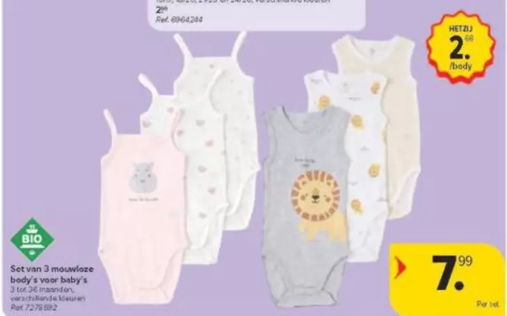 Set van 3 mouwloze body's voor baby's