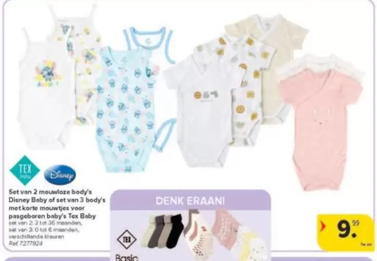 Disney - Set van 2 mouwloze baby's  Baby of set van 3 body's met korte mouwtjes