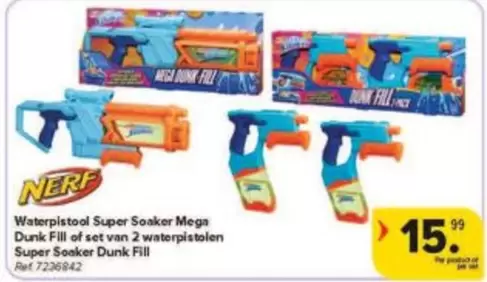 Nerf - Waterpistool Super Sonker Mega Dunk Fill of set van 2 waterpistolen