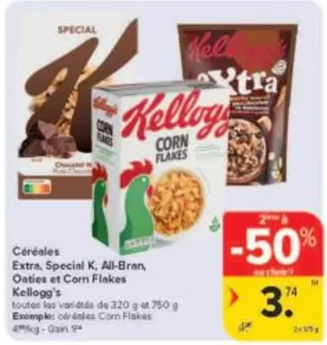 Extra - Cereales , Special K, All-Bran, Oaties et Corn Flakes