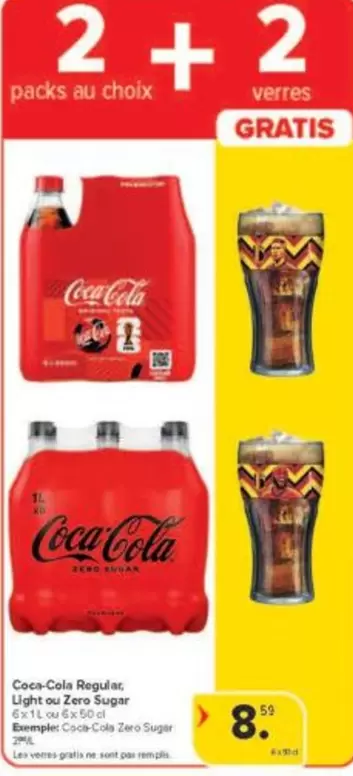Coca Cola - 2 + 2 verres GRATIS