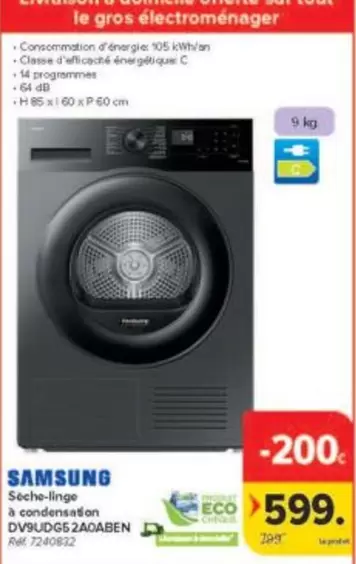 Sèche-linge à condensation DV9UDGE2A0ABEN