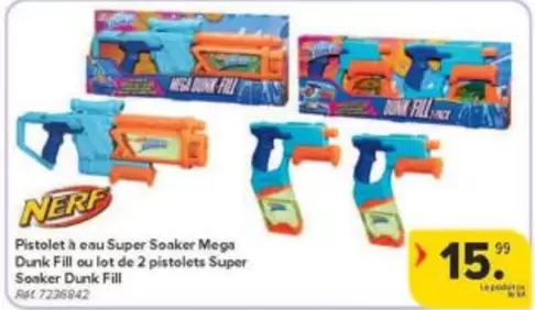 Nerf - Pistolet à eau Super Soaker Mega Dunk Fill ou lot de 2 pistolets Super Soaker Dunk Fill