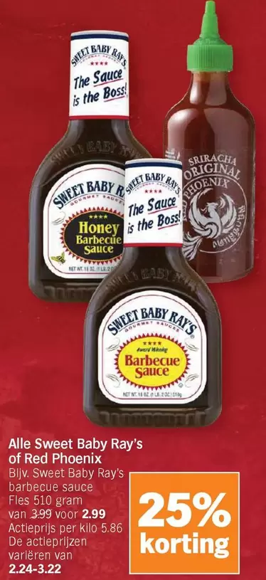 Red - Sweet Baby Ray's barbecue sauce