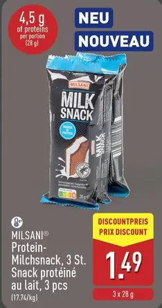 Snack - Protein-Milchschnack, 3 St.  protéiné au lait, 3 pcs
