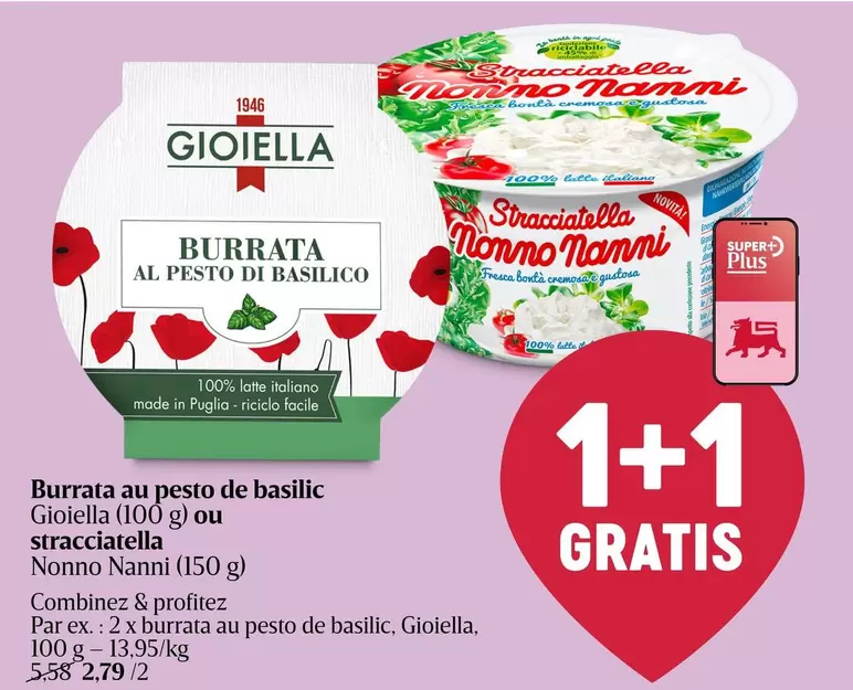 Burrata - au pesto de basilic or Stracciatella