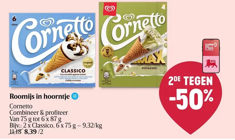 One - Cornetto Roomijs in hoorntje
