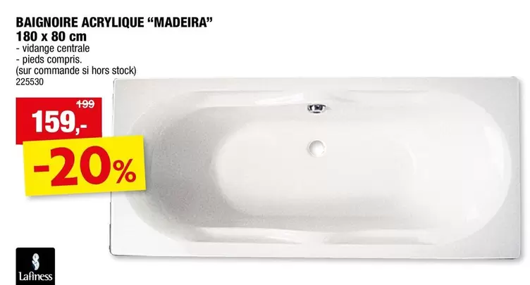 Madeira - BAIGNOIRE ACRYLIQUE "MADEIRA" 180 x 80 cm