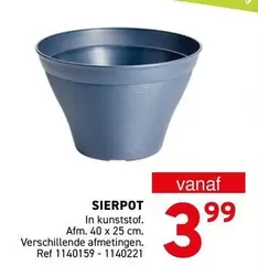 SIERPOT In kunststof. Afm. 40 x 25 cm. Verschillende afmetingen. Ref 1140159 - 1140221