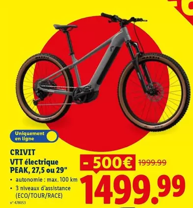 VTT électrique PEAK, 27,5 ou 29"