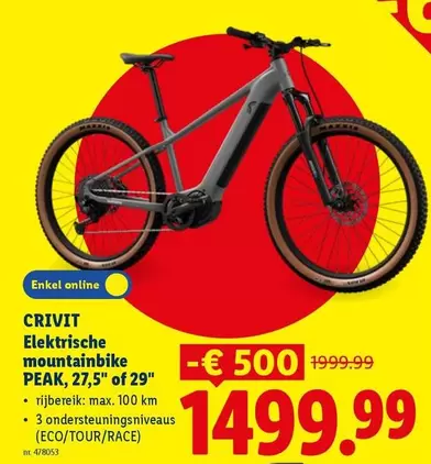 Elektrische mountainbike PEAK, 27,5" of 29"