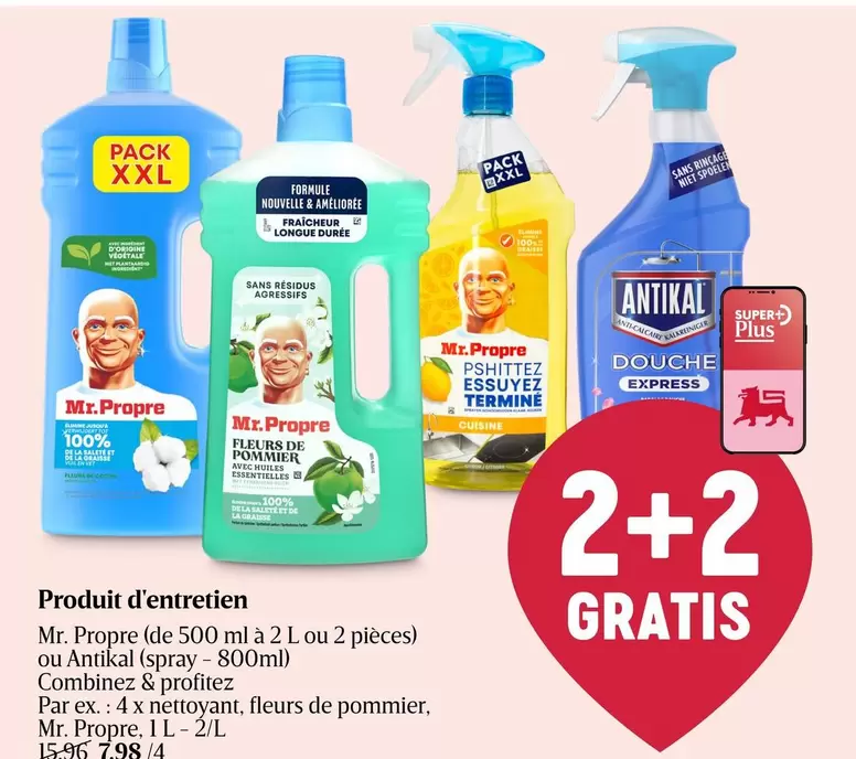Express - Mr. Propre (de 500 ml à 2 L ou 2 pièces) ou Antikal (spray - 800ml)