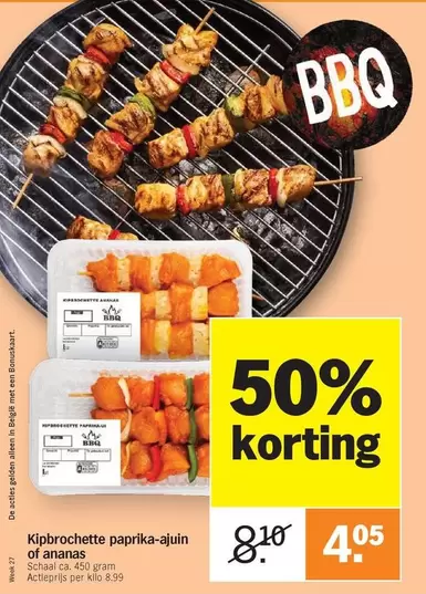 De - Kipbrochette paprika-ajuin of ananas