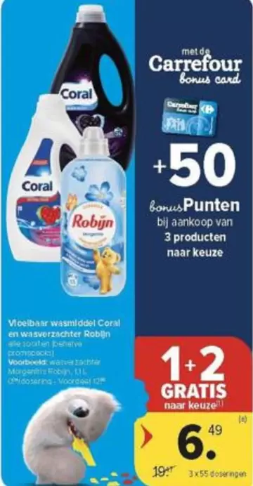 De - Voordeel wasmiddel Coral en wasverzachter Robijn