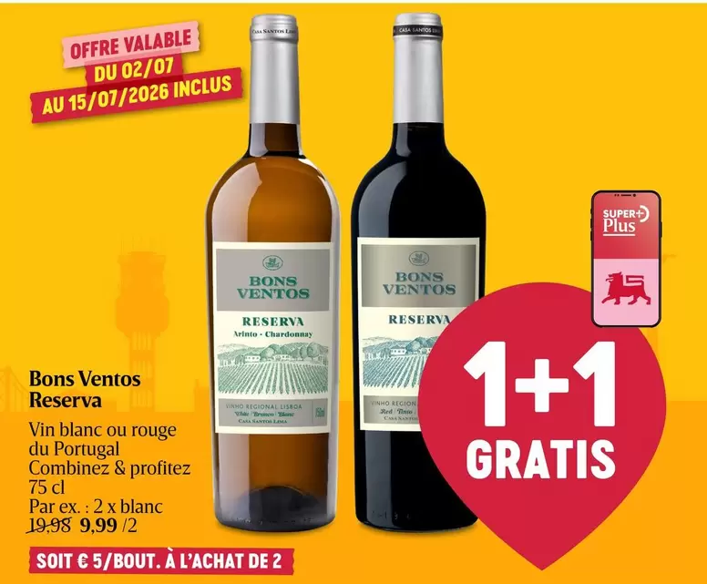 Red - Bons Ventos Reserva Vin blanc ou rouge du Portugal