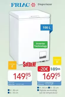 De - Diepvriezer 100 L