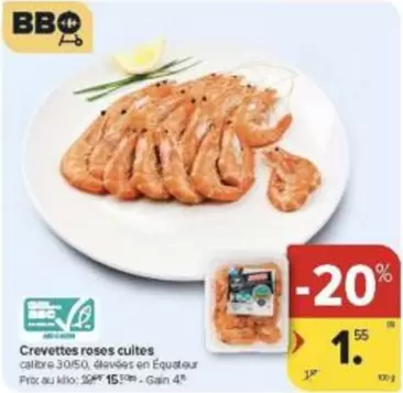 Bbq - Crevettes roses cuites calibre 30/50