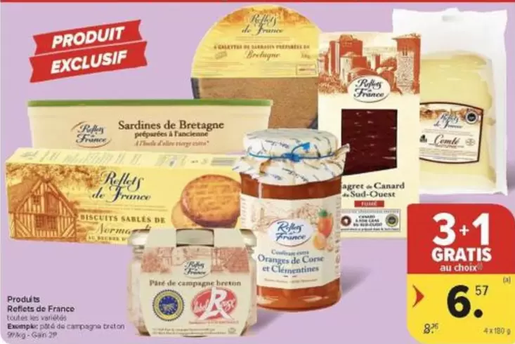 De - Produits de France (assortiment: sardines, confiture, biscuits, fromage, tarte)