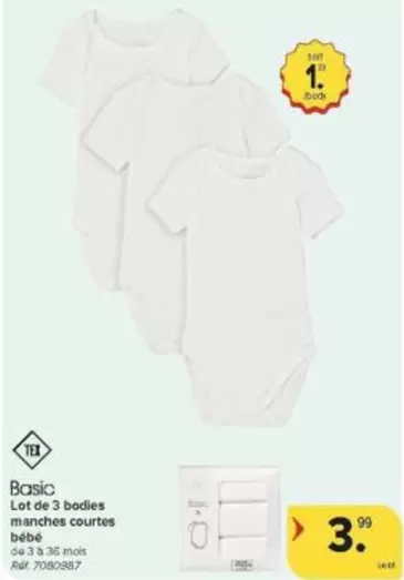 De - Lot of 3 bodies manches courtes bébé