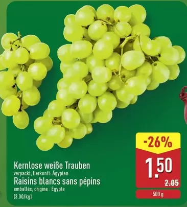 Kernlose weiße Trauben