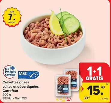 Crevettes grises cuites et décortiquées