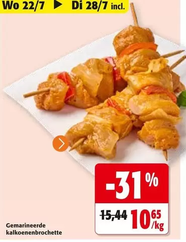Gemarineerde kalkoenbrochettes