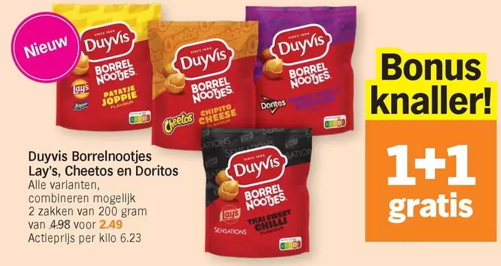 Borrelnootjes, Lay's, Cheetos en Doritos