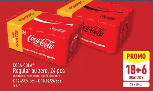 Coca Cola - Regular ou zero, 24 pcs