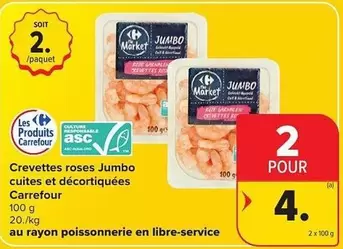 Crevettes roses Jumbo cuites et décortiquées